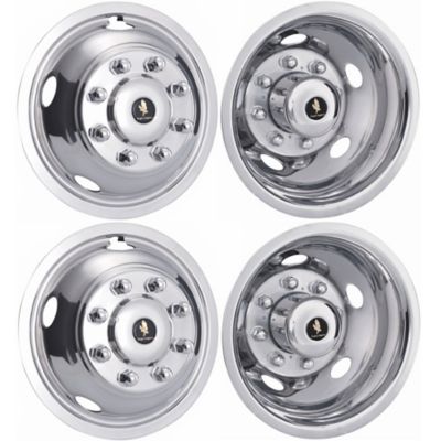 JAE Bolt-On Stainless Steel Hubcaps/Wheel Covers for Dodge Ram 3500 DRW 2003-2011 with 17 in. Steel Dually Wheels, 4-Pack