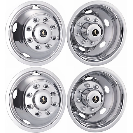 JAE Set of 4, Dodge Ram 3500 DRW 2012-2018 Bolt On Stainless Steel Hubcaps/Wheel Covers for 17 in. Steel Dually Wheels