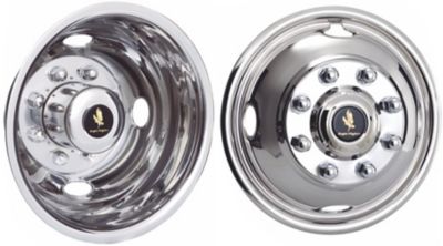 Image showing  Bolt-On Stainless Steel Hubcaps/Wheel Covers for Ford F-350 DRW 2005-2024 with 17 in. Steel Dually Wheels, 4-Pack