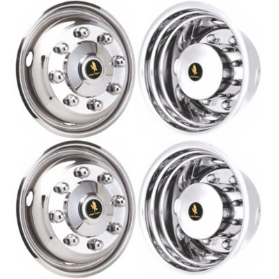 JAE Set of 4, Chevrolet Silverado 4500HD, 5500HD, 6500HD 2019-2024 Stainless Steel Wheel Covers for 19.5 Inch Steel Rims