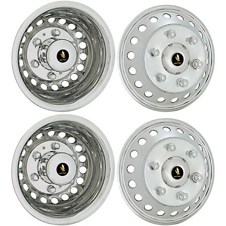 JAE Set of 4, Mercedes Sprinter 3500 DRW 2011-2024, 4500 2019-2024 Stainless Steel Hubcaps/Wheel Covers for 16 in. Rims