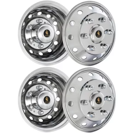 JAE Stainless Steel Bolt-On Wheel Covers/Covers for 2015-2024 Ford Transit 350HD DRW with 16" Dual Steel Rims 4 Pack Hubcaps