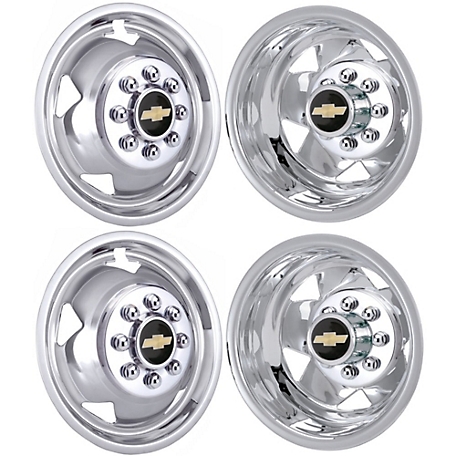 JAE Set of 4, Chevrolet Silverado 3500 DRW 2011-2024 Stainless Steel Hubcaps/Wheel Covers for 17 Inch Steel Dually Rims