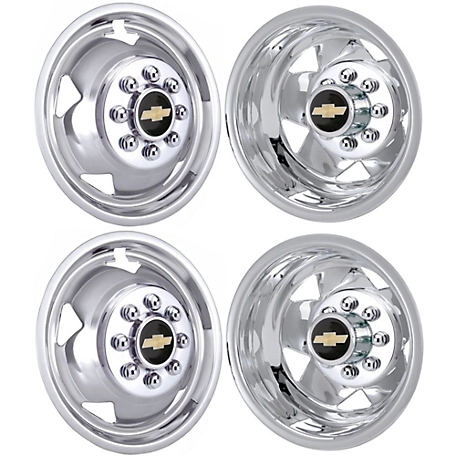JAE Set of 4, Chevrolet Silverado 3500 DRW 2011-2024 Stainless Steel Hubcaps/Wheel Covers for 17 Inch Steel Dually Rims