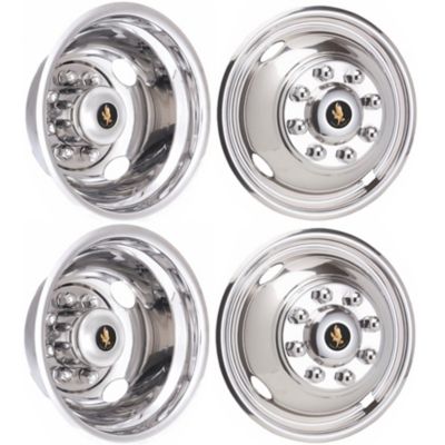 JAE Stainless Steel Hubcaps/Wheel Covers for Dodge Ram 3500 DRW 1973-1999 with 16 in. Steel Dually Wheels, 4-Pack