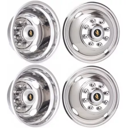 JAE Stainless Steel Hubcaps/Wheel Covers for Chevrolet Silverado 3500 C/K DRW 1973-2007 with 16" Dual Rims 4 Pack Hubcaps