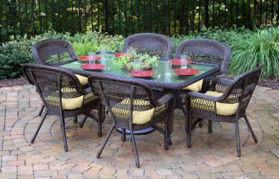 Tortuga Outdoor 7 pc. Portside Dining Set, Includes 6 Chairs and 66 in. Dining Table, Dark Roast/Sand