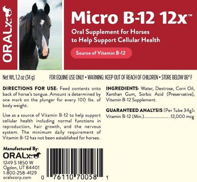 Image showing  Micro B-12 12x Oral Supplement for Horses, 1.2 oz.