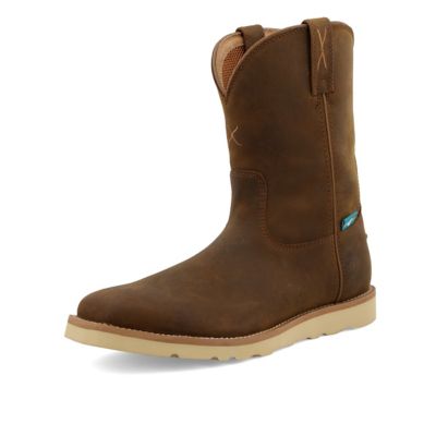 Twisted X Men's Square Toe Work Pull-On Wedge Sole Boots, 10 in.