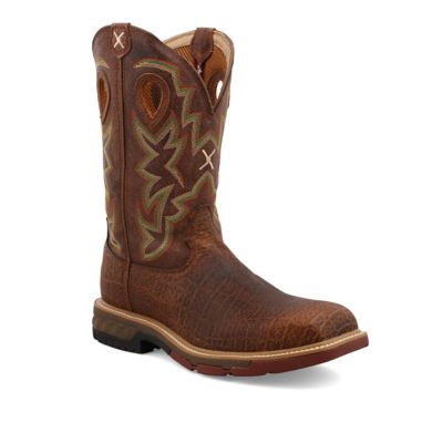 Twisted X Men's Steel Toe Western Work Boots - Brown Genuine Leather, Square Toe, 1 3/4" Heel - Comfortable & Durable Workwear - View #4