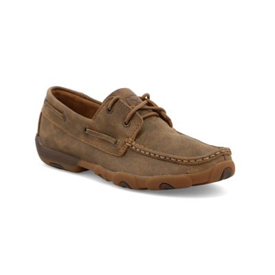 Twisted X Women's Driving Moccasin Boat Shoe - Bomber & Checkered Vamp (Size 9)