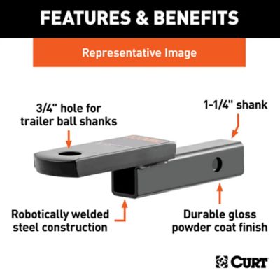 Image showing  1-1/4 in. Shank Class 2 Ball Mount, 3-1/4 in. Drop, 3,500 lb. Capacity, 7-1/4 in. L