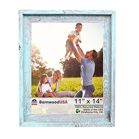 Barnwood USA 11 in. x 14 in. Rustic Farmhouse Signature Series Wooden Picture Frame, Robins Egg Blue