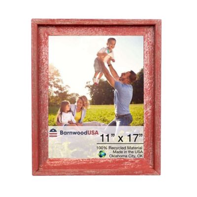 Barnwood USA 11 in. x 17 in. Rustic Farmhouse Signature Series Wooden Picture Frame, Rustic Red