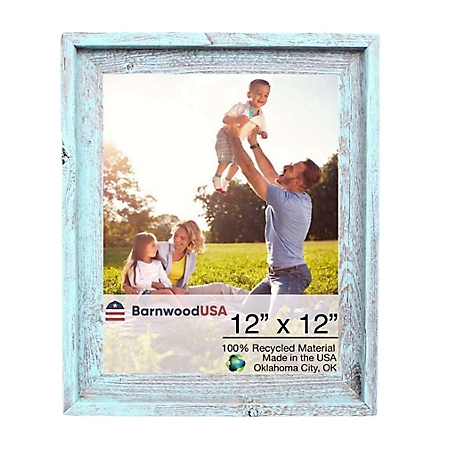 Barnwood USA 12 in. x 12 in. Rustic Farmhouse Signature Series Wooden Picture Frame, Robins Egg Blue