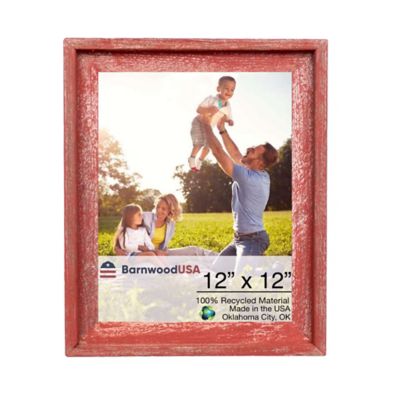 Barnwood USA 12 in. x 12 in. Rustic Farmhouse Signature Series Wooden Picture Frame, Rustic Red