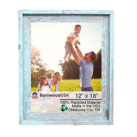 Barnwood USA 12 in. x 18 in. Rustic Farmhouse Signature Series Wooden Picture Frame, Robins Egg Blue