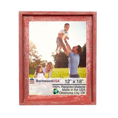 Barnwood USA 12 in. x 18 in. Rustic Farmhouse Signature Series Wooden Picture Frame, Rustic Red