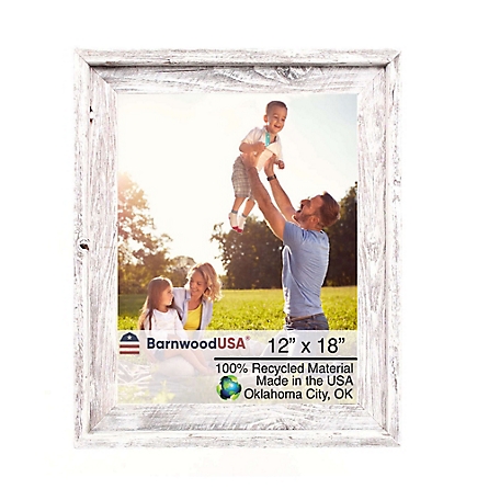 Barnwood USA 12 in. x 18 in. Rustic Farmhouse Signature Series Wooden Picture Frame, White Wash