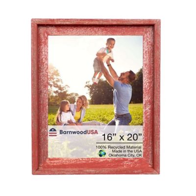Barnwood USA 16 in. x 20 in. Rustic Farmhouse Signature Series Wooden Picture Frame, Rustic Red