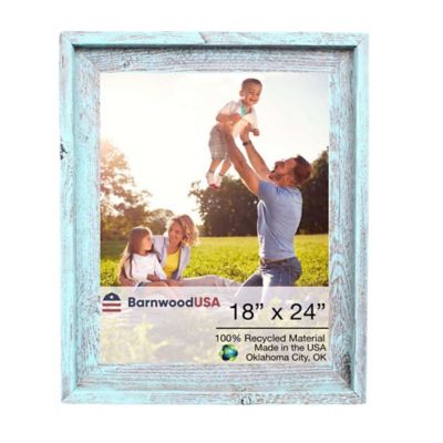 Barnwood USA 18 in. x 24 in. Rustic Farmhouse Signature Series Wooden Picture Frame, Robins Egg Blue