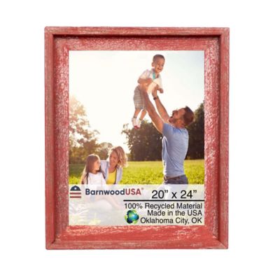 Barnwood USA 20 in. x 24 in. Rustic Farmhouse Signature Series Wooden Picture Frame, Rustic Red