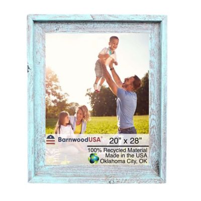 Barnwood USA 20 in. x 28 in. Rustic Farmhouse Signature Series Wooden Picture Frame, Robins Egg Blue