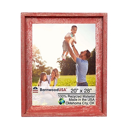 Barnwood USA 20 in. x 28 in. Rustic Farmhouse Signature Series Wooden Picture Frame, Rustic Red