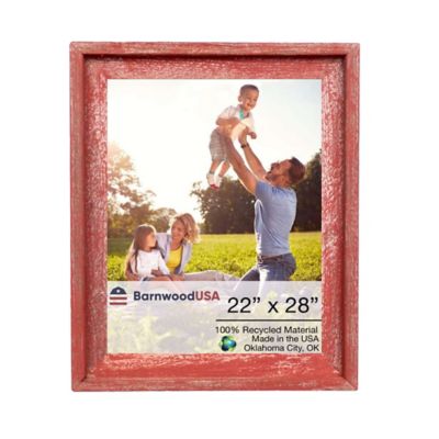 Barnwood USA 22 in. x 28 in. Rustic Farmhouse Signature Series Wooden Picture Frame, Rustic Red