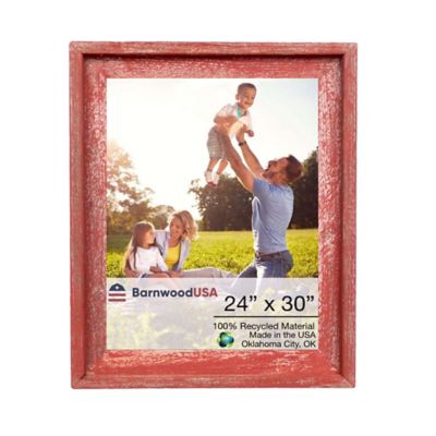 Barnwood USA 24 in. x 30 in. Rustic Farmhouse Signature Series Wooden Picture Frame, Rustic Red