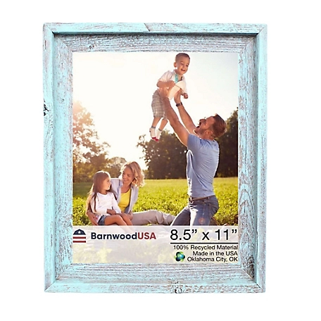 Barnwood USA 8.5 in. x 11 in. Rustic Farmhouse Signature Series Wooden Picture Frame, Robins Egg Blue