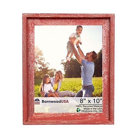 Barnwood USA 8 in. x 10 in. Rustic Farmhouse Signature Series Wooden Picture Frame, Rustic Red