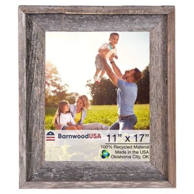 Barnwood USA 11 in. x 17 in. Rustic Farmhouse Signature Series Wooden Picture Frame, Weathered Gray
