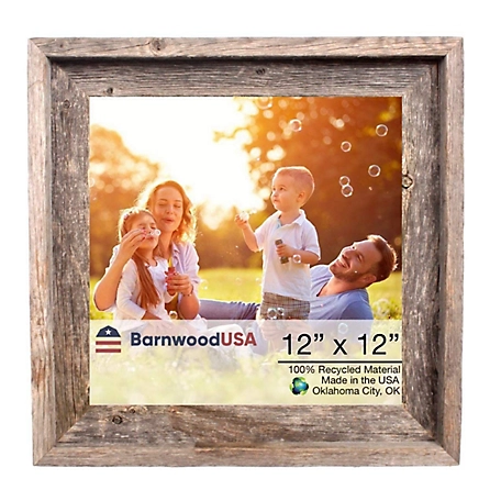 Barnwood USA 12 in. x 12 in. Rustic Farmhouse Signature Series Wooden Picture Frame, Weathered Gray