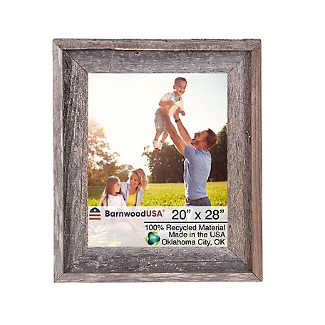 Barnwood USA 20 in. x 28 in. Rustic Farmhouse Signature Series Wooden Picture Frame, Weathered Gray