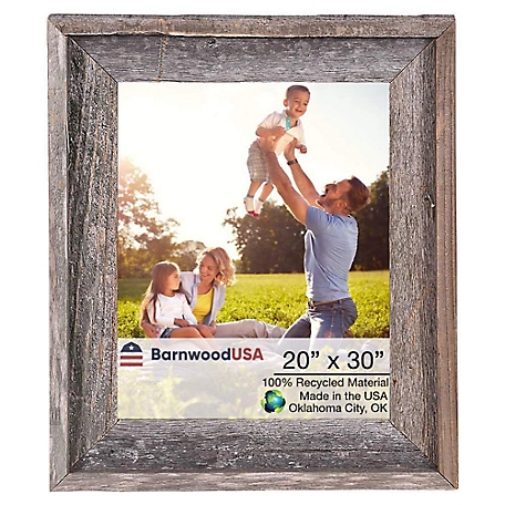 Barnwood USA 20 in. x 30 in. Rustic Farmhouse Signature Series Wooden Picture Frame, Weathered Gray