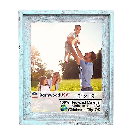 Barnwood USA 13 in. x 19 in. Rustic Farmhouse Signature Series Wooden Picture Frame, Robins Egg Blue