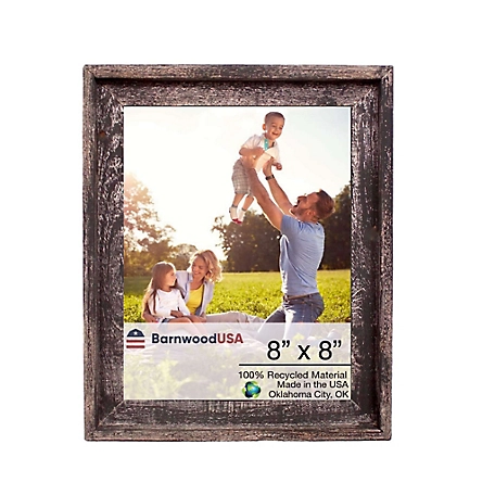 Barnwood USA 8 in. x 8 in. Rustic Farmhouse Signature Series Wooden Picture Frame, Smoky Black