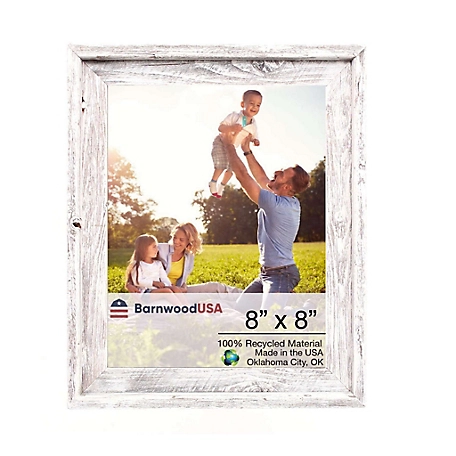 Barnwood USA 8 in. x 8 in. Rustic Farmhouse Signature Series Wooden Picture Frame, White Wash
