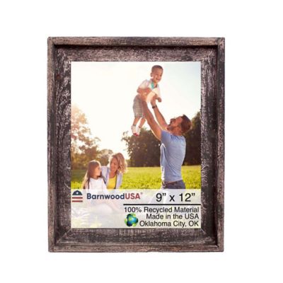 Image showing  9 in. x 12 in. Rustic Farmhouse Signature Series Wooden Picture Frame, Smoky Black
