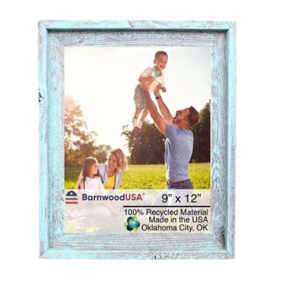 Barnwood USA 9 in. x 12 in. Rustic Farmhouse Signature Series Wooden Picture Frame, Robins Egg Blue
