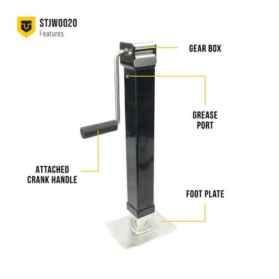 Image showing 7 th Trailer Valet 7,000 lb. Capacity Heavy-Duty Square Weld-On Side Crank Drop Leg Jack, Painted