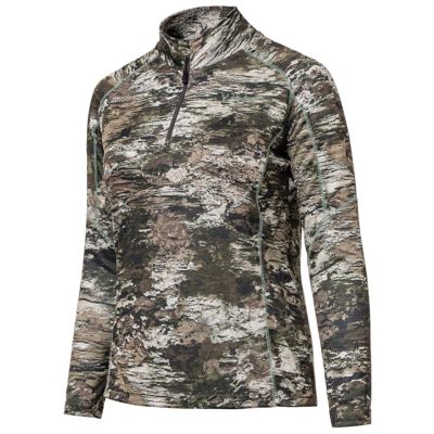 Huntworth Women's Gadsden Lightweight Pique Knit 1/4-Zip Hunting Pullover, Tarnen Camo