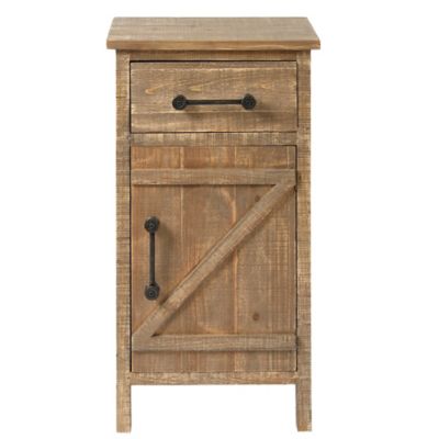 LuxenHome Rustic Wood 1-Drawer 1-Door End Table with Storage, WH171