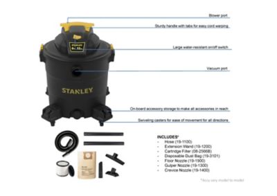 Image showing  12 gal. 5.5 HP Poly Portable Wet/Dry Stanley Vacuum, SL18199P
