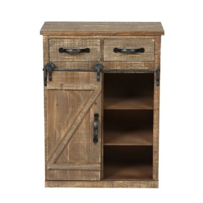 LuxenHome Rustic Wood Sliding Barn Door Storage Cabinet, WH172