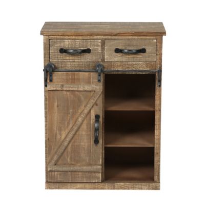 LuxenHome Rustic Wood Sliding Barn Door Storage Cabinet
