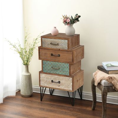 Image showing  Wood Accent Chest with 4 Drawers