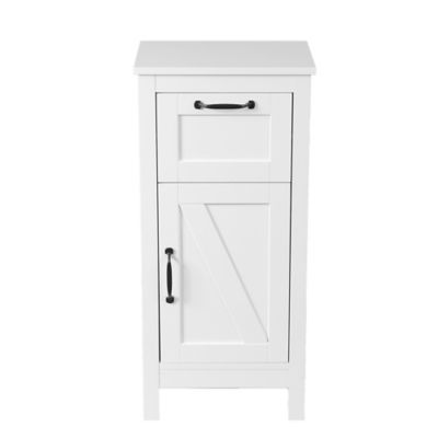 LuxenHome White MDF Wood 1-Door Bathroom Storage Cabinet, WHIF1000