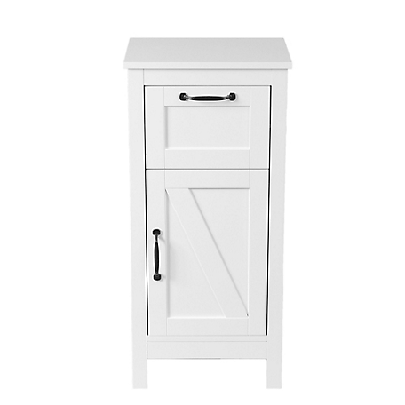 LuxenHome White MDF Wood 1-Door Bathroom Storage Cabinet, WHIF1000